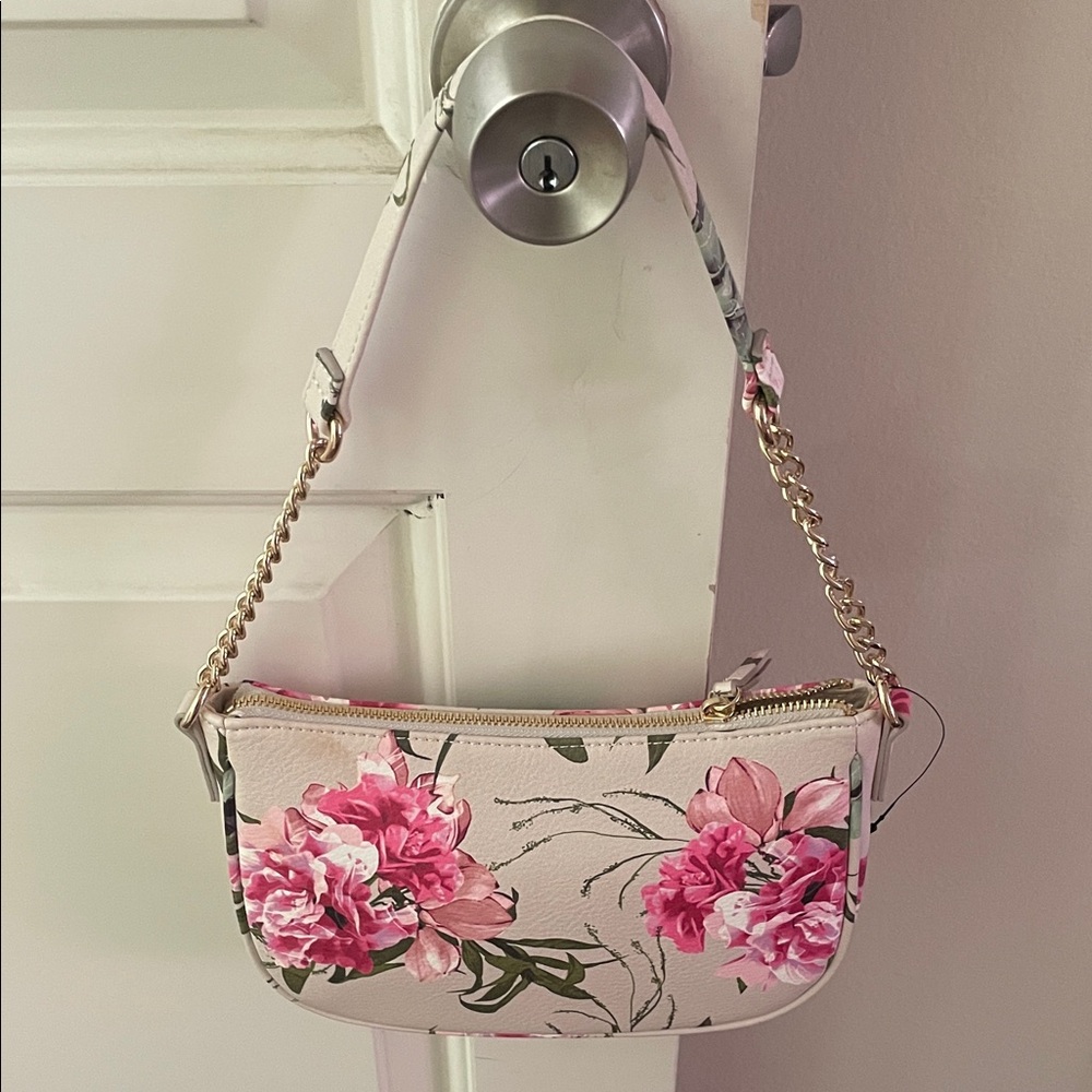 Macy's Pink and Cream Floral Shoulder Bag - Picture 4 of 4